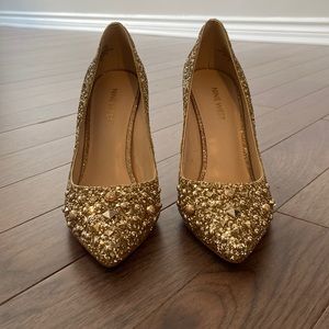 Sparkly gold heels